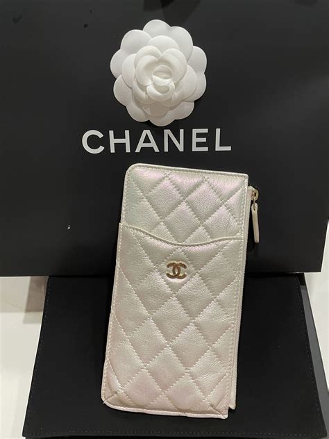 chanel leather wallet phone case|Chanel phone case with chain.